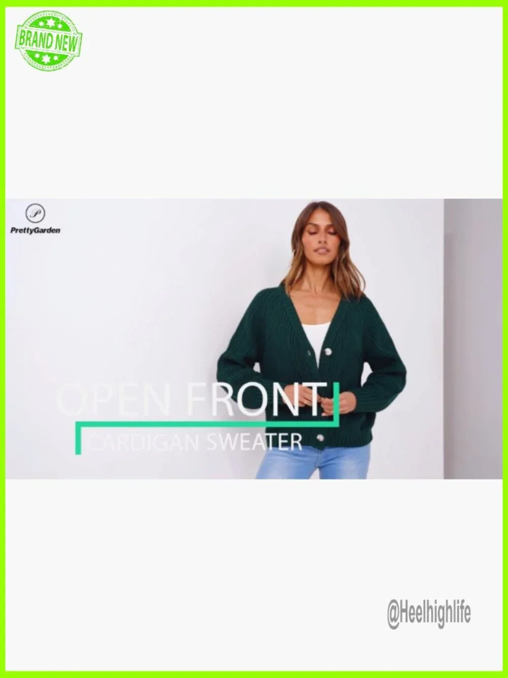 Chunky Knit Open Front Short Cardigan Long Sleeve Button Down V-Neck Loose - Picture 7 of 7